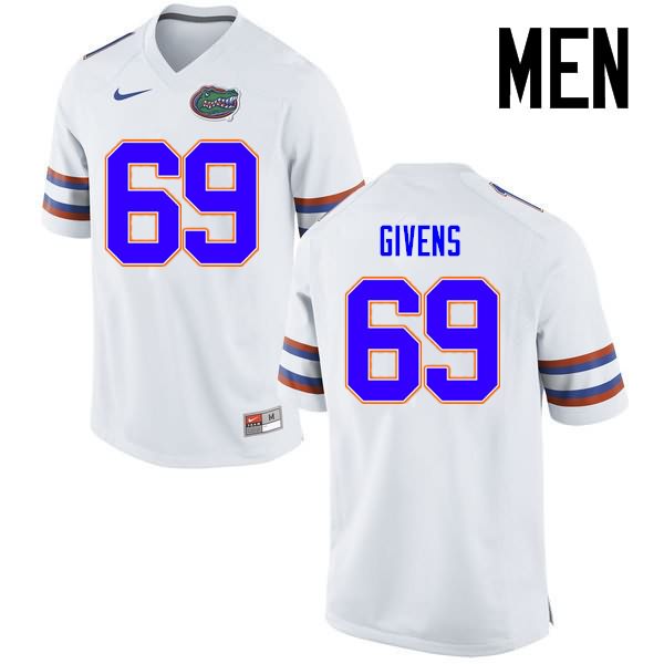 NCAA Florida Gators Marcus Givens Men's #69 Nike White Stitched Authentic College Football Jersey BXD4364ZB